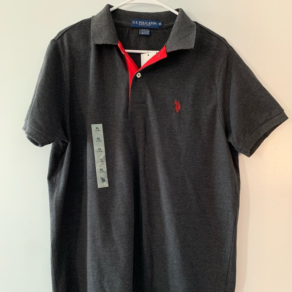 US Polo Assn Polo Gray with Red Logo